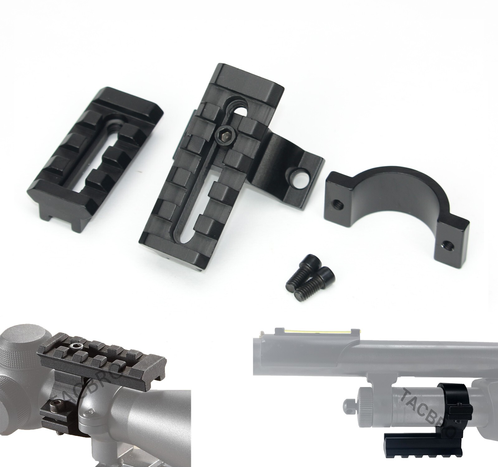 Barrel Mount 1 in Ring Scope Picatinny Rail Adapter Compatible w/ 12GA Shot Gun