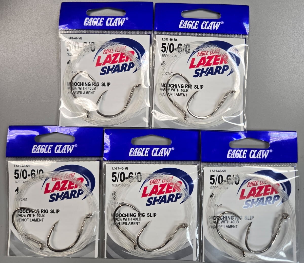 5-Eagle Claw Lazer Sharp Salmon and Mooching Rig Fixed L581-40 LB 40LB 5/0-6/0