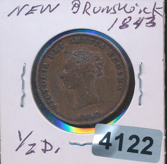 NEW BRUNSWICK - 1 PENNY 1843 SHIP - #4122