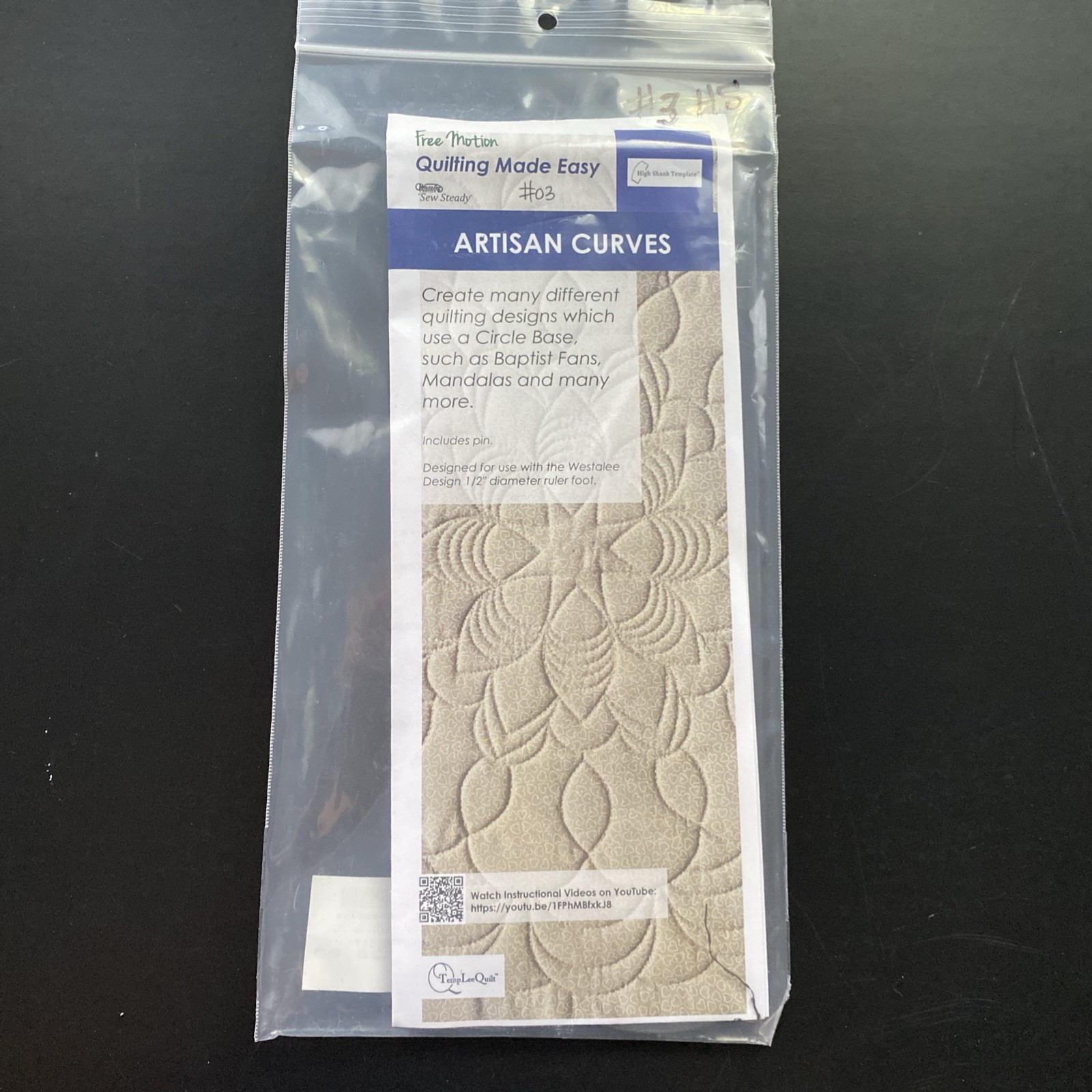 HIGH SHANK Westalee Design ARTISAN CURVES 03 / Circle Quilt Template