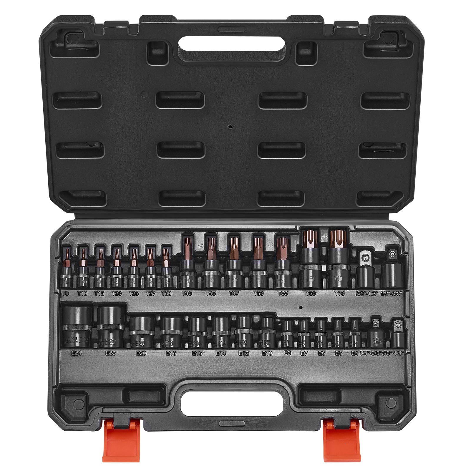 Bit Socket and External Torx Socket Set,31-Piece T8-T70 E4-E24,S2 Alloy Steel