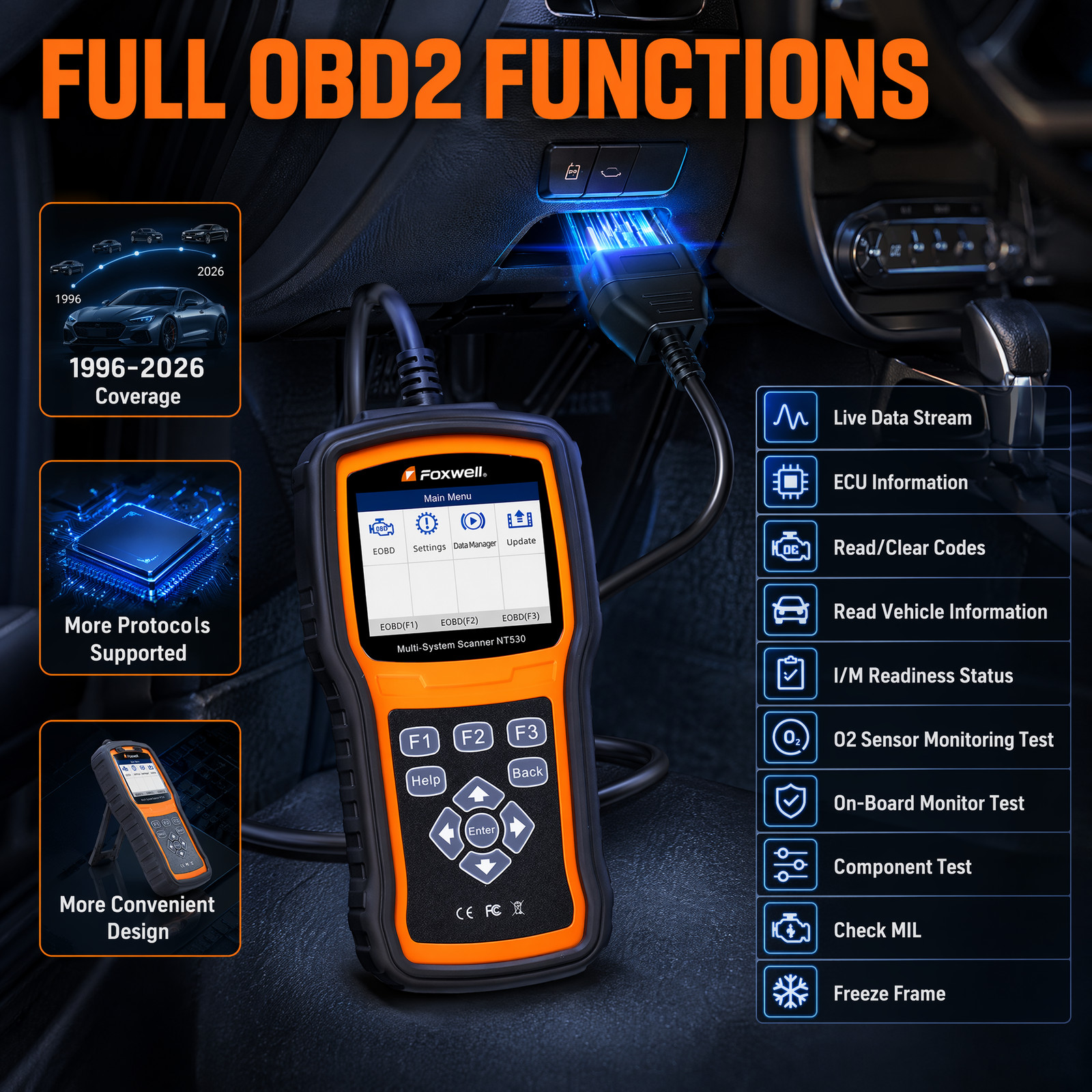 FOXWELL NT530Plus For SUBARU Bidirectional OBD2 Diagnostic Scanner Tool 25+Reset