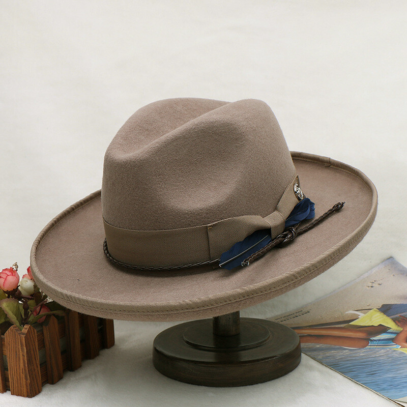 Hot Selling Wool Felt Hat for Men's Retro British Jazz Top Hat for Unisex