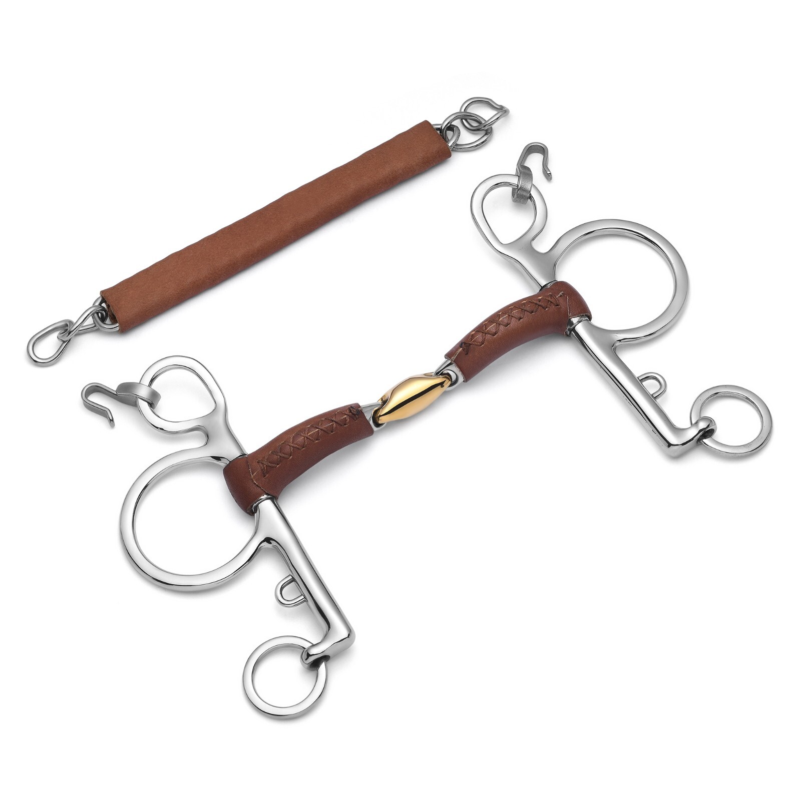 Cavalon Pelham Lozenge Leather Covered Curb Bit