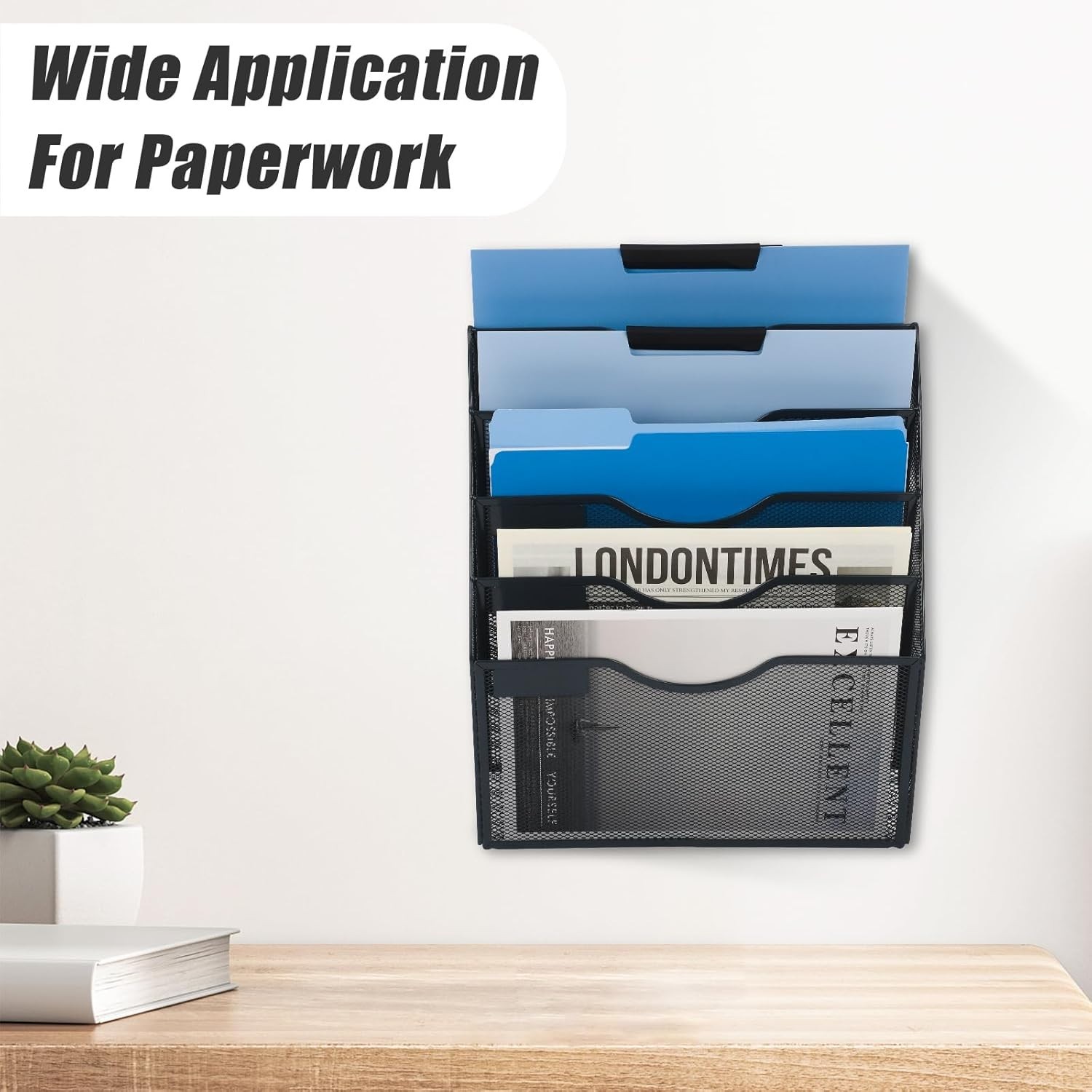 5-Tier Mesh Wall File Organizer for Office & Home