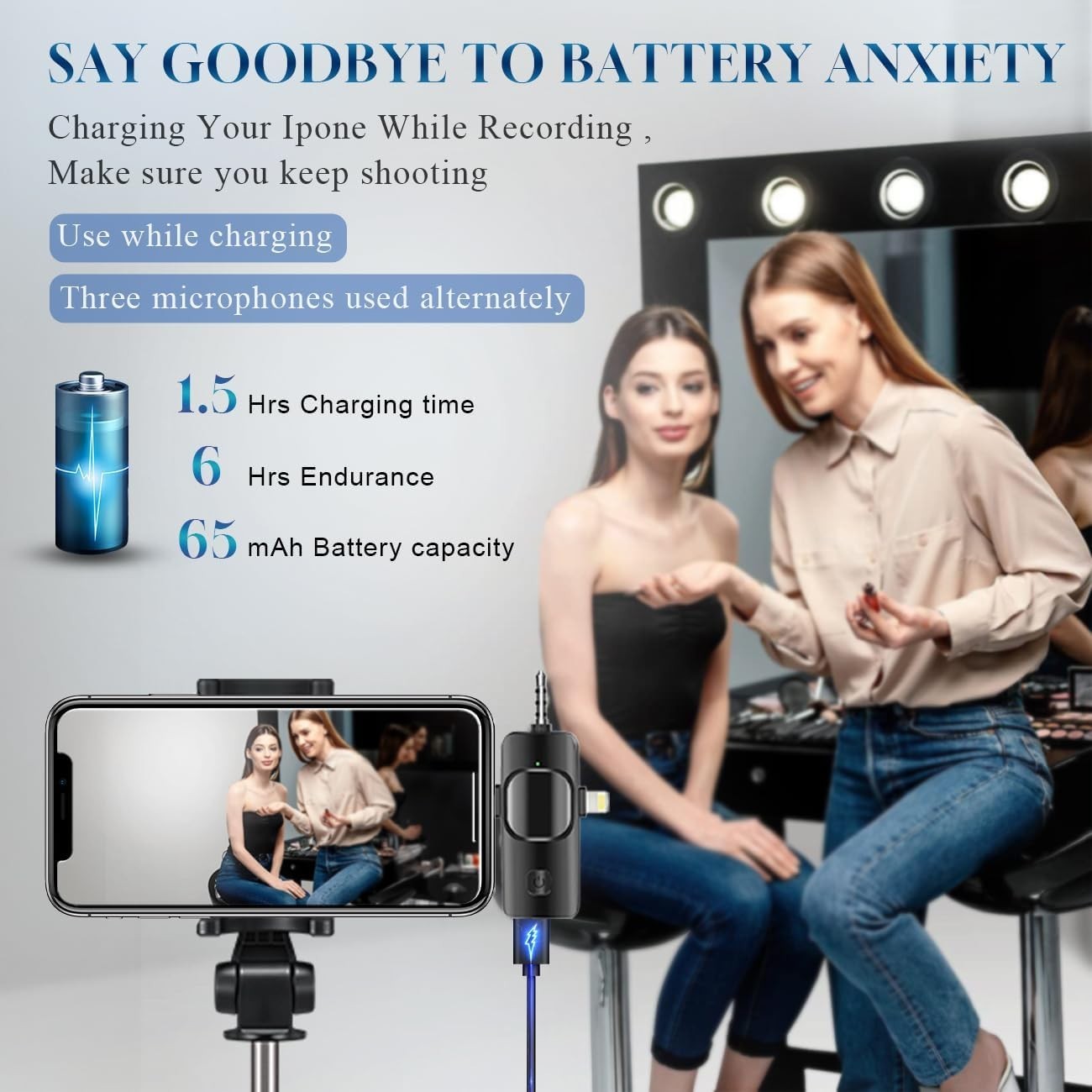 Professional Wireless Lavalier Microphone for YouTube, TikTok & Vlogging - Black