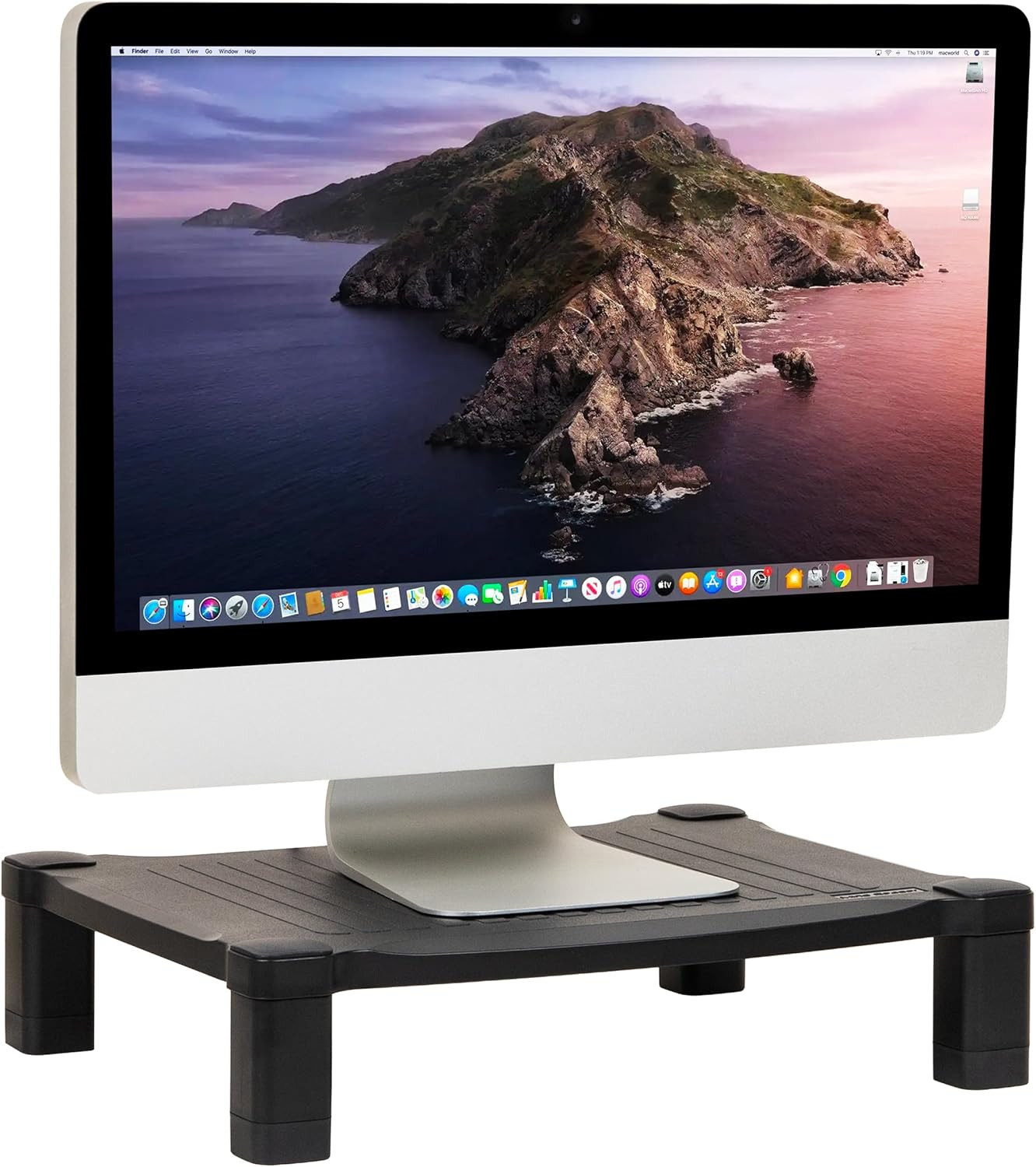 Monitor Stand, Height Adjustable, Desktop Organizer, Laptop Riser, Office, 17.25