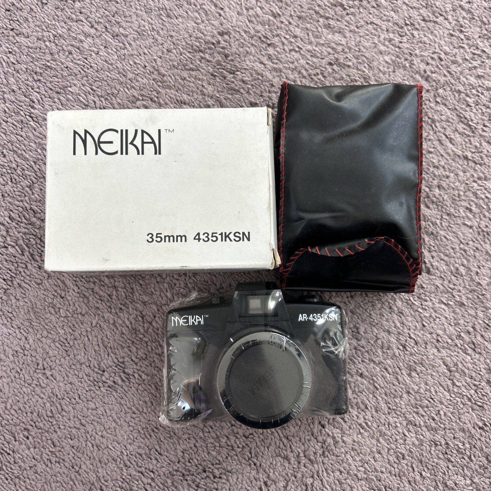Vintage Meikai Black Camera 35mm with Case, Model AR-4351KSN, NEW
