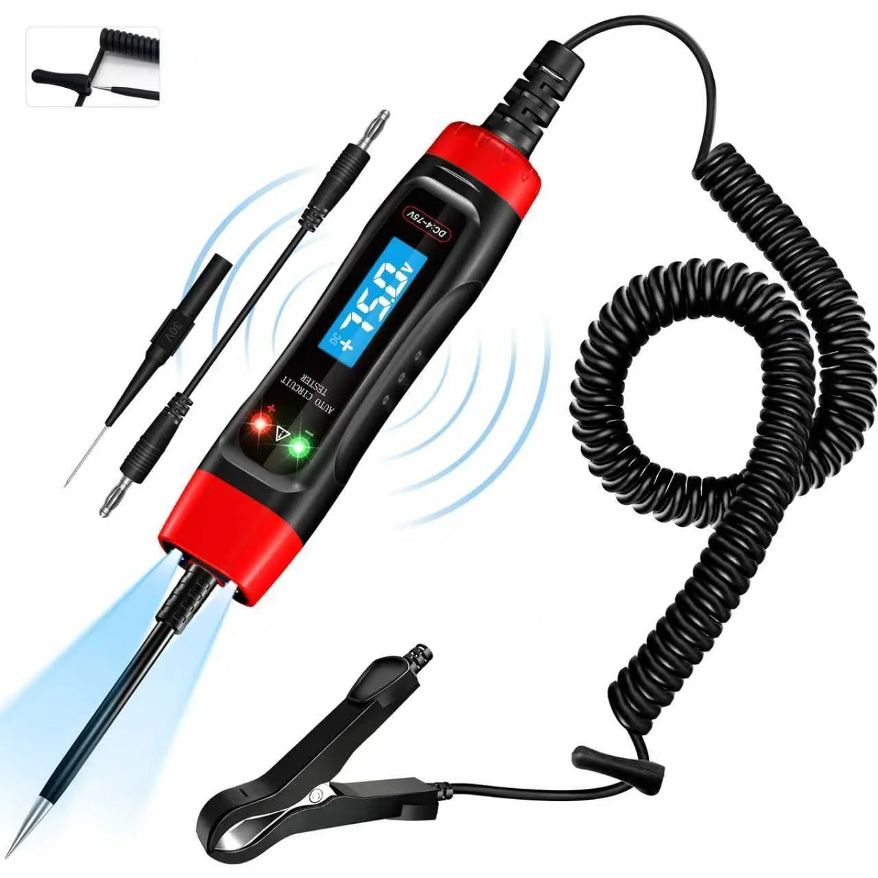 Automotive Test Light 4-75V DC LCD Digital Voltage Tester with Buzzer Sound, Aut