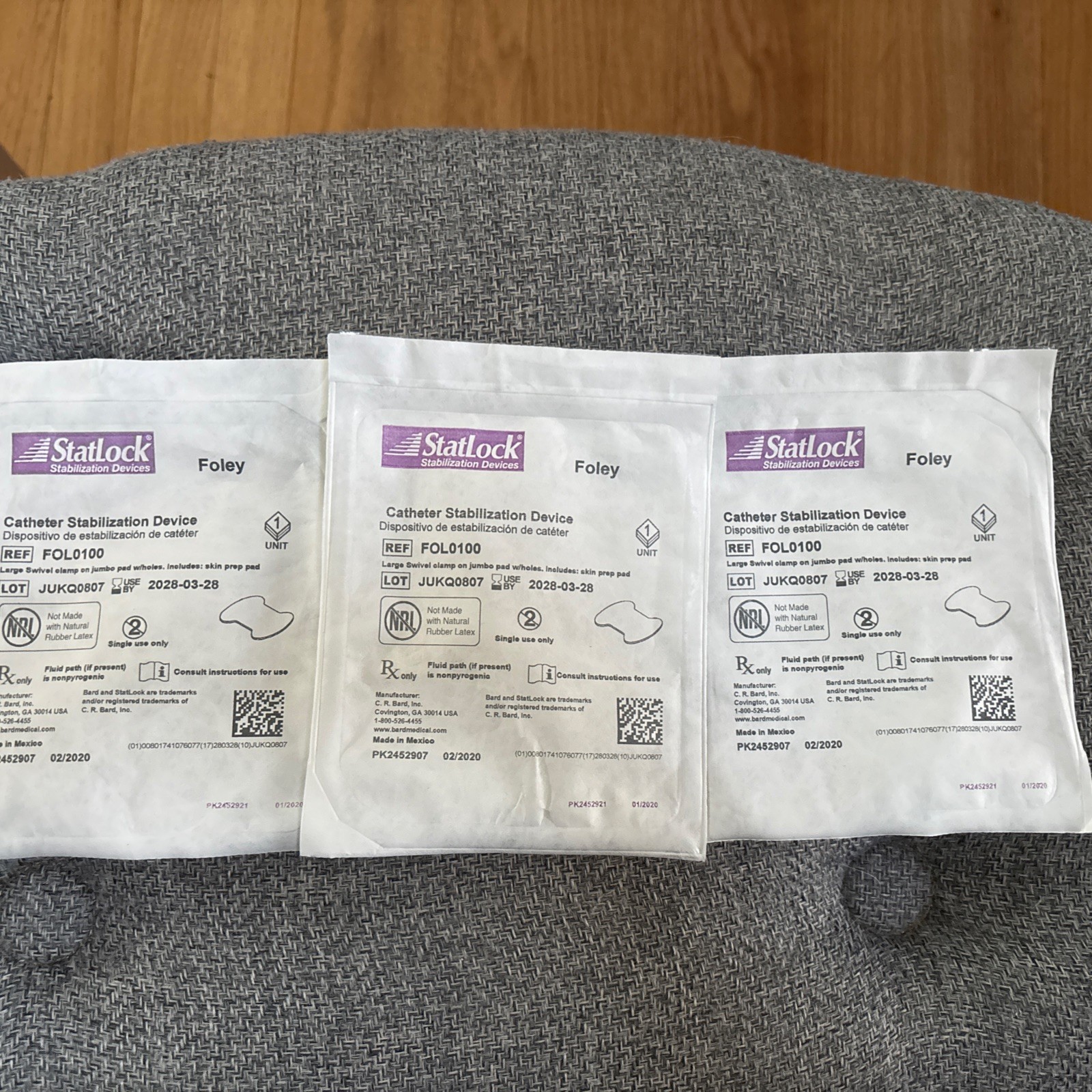 3-Pack | StatLock Foley Catheter Stabilization Device Latex Free New