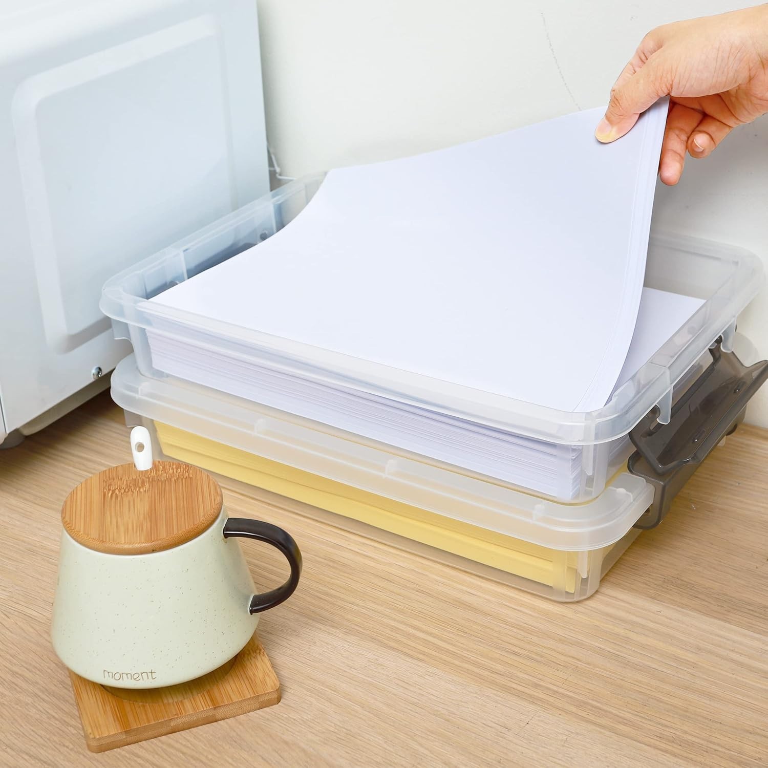 Citylife 3-Piece Stackable Clear Storage Bins for Office & Home