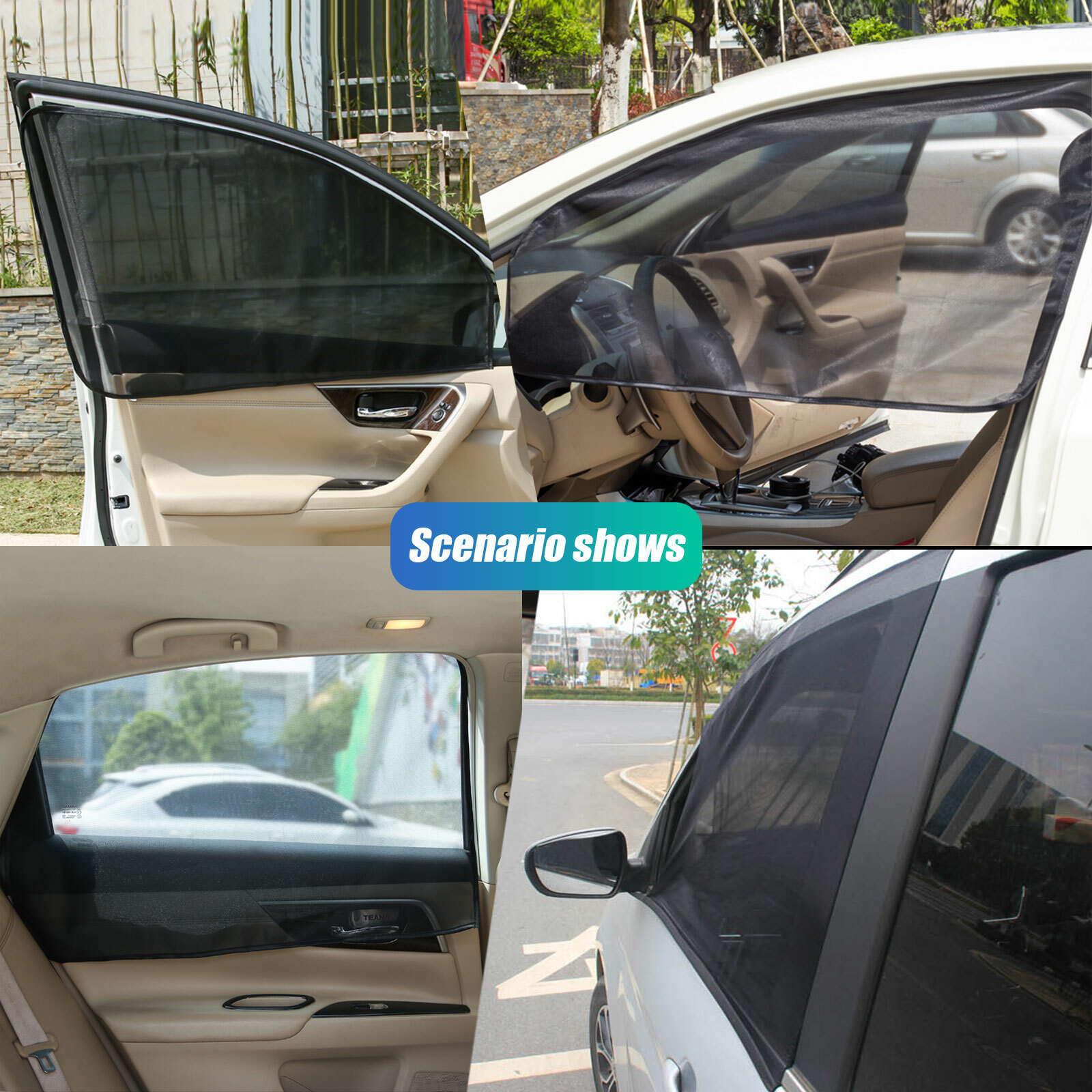 4x Magnetic Car Side Window Sun Shade Cover Visor Mesh Shield UV Block Protector