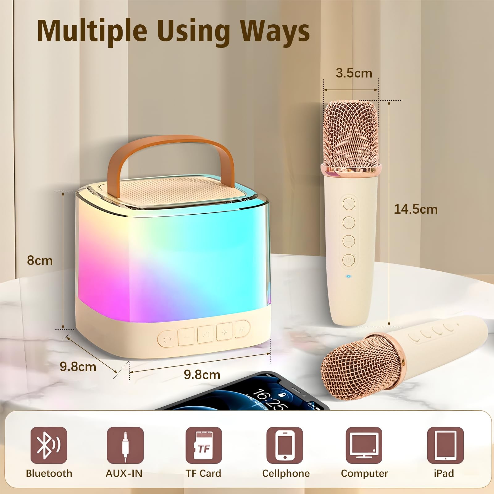 Karaoke Machine for Kids,Portable Bluetooth Speaker with Wireless Microphone ...