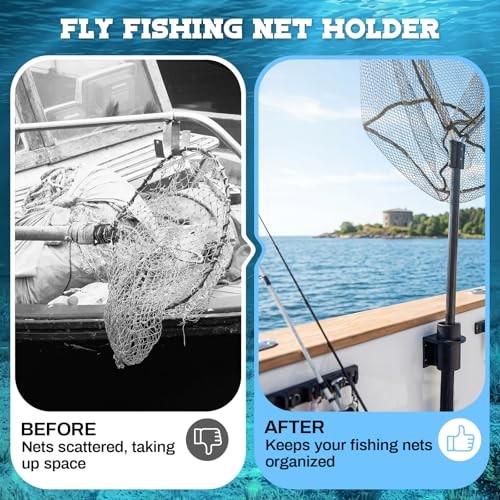 Fishing Net and Gaff Holder, Vertical Wall Mount Storage Plastic Bracket for 2
