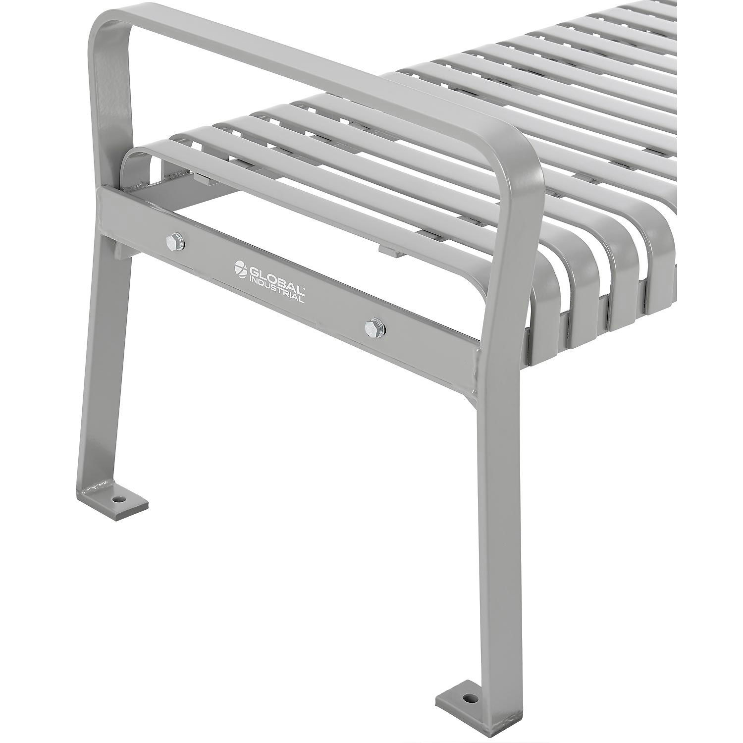 Global Industrial 48" L Outdoor Steel Slat Park Bench Without Back Gray