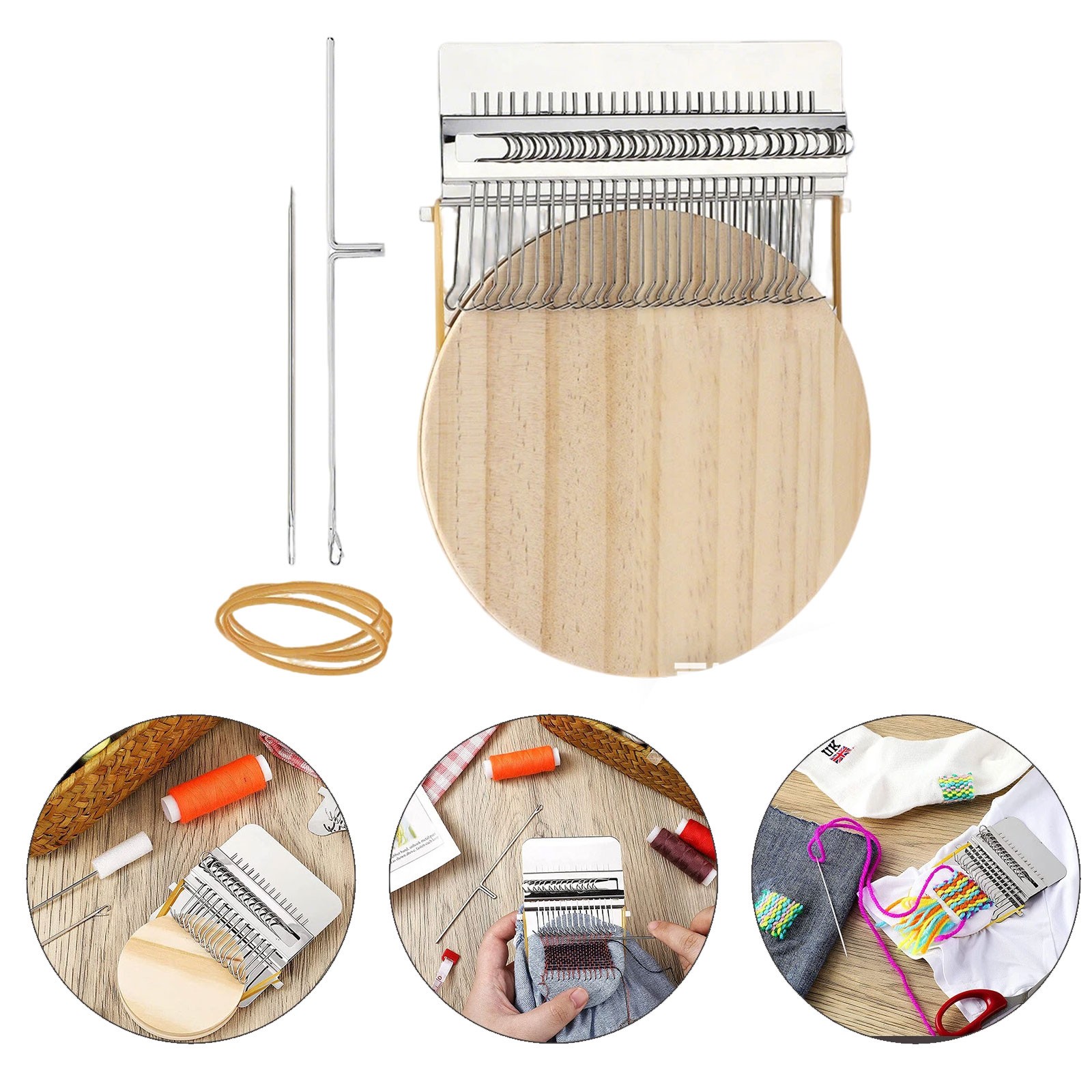 28 Hooks Small Loom Speedweve Type Weave Tool Darning Machine with Wood Discvs