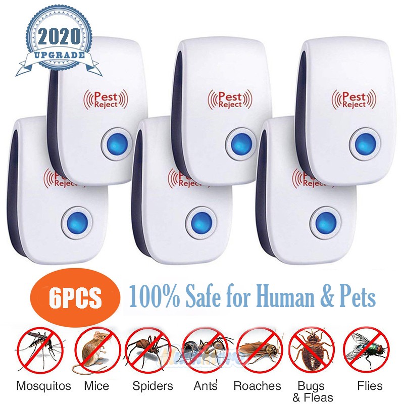 6x Upgraded Ultrasonic Pest Repeller Control Bed Bugs Fleas Spiders Rats Killer