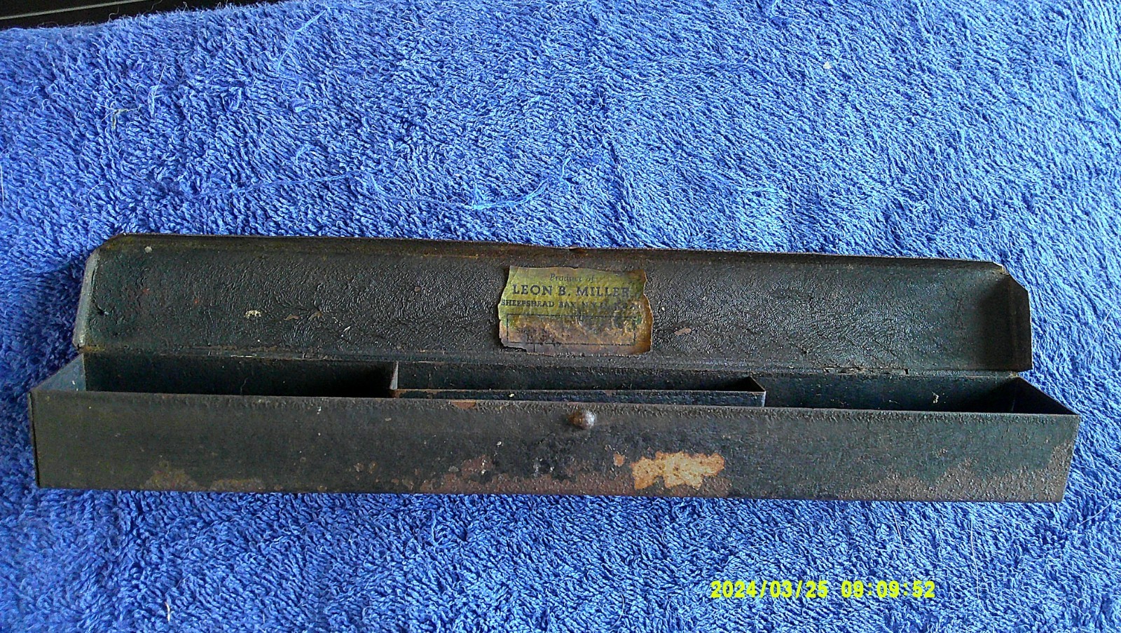 Leon B Miller Sheepshead Bay N. Y. C. BLACK METAL SOCKET BOX WITH COMPARTMENT