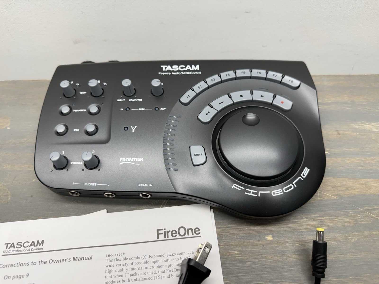 TASCAM FIREONE FIREWIRE AUDIO MIDI INTERFACE CONTROLLER With Accessories!