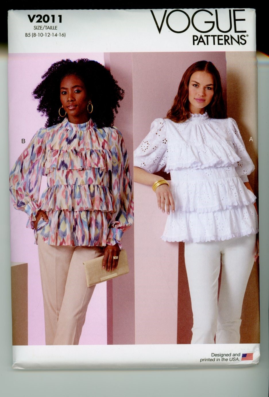 VOGUE SEW PATTERN #V2011 SIZE B5 (8-16) MISSES TOPS WITH SLEEVE VARIATIONS