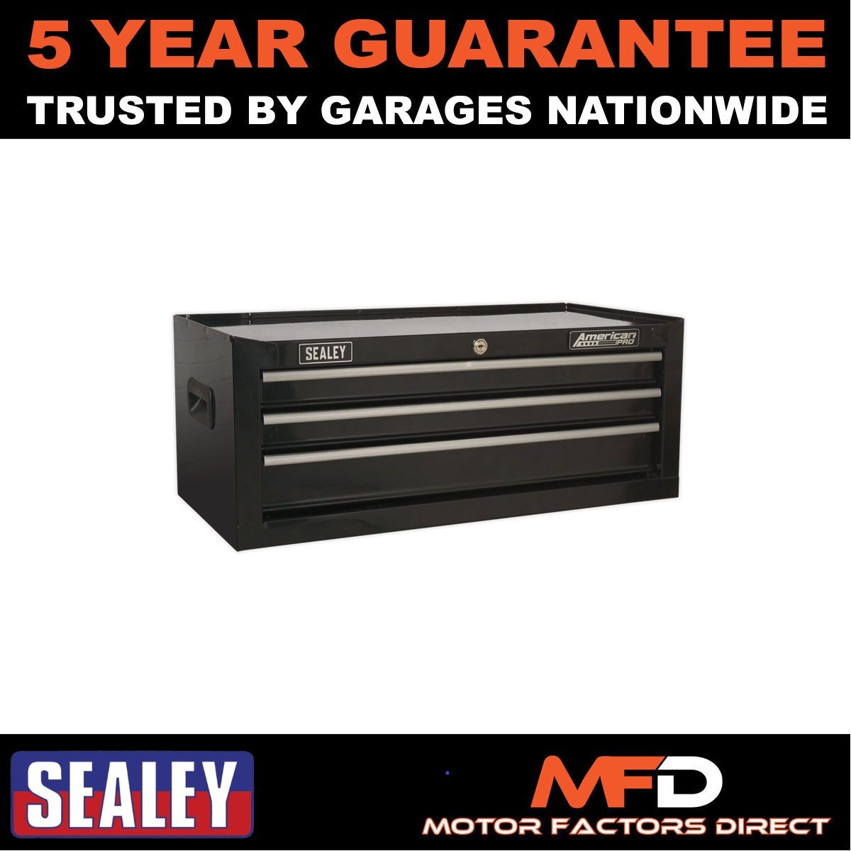 Sealey American PRO� Mid-Box Tool Chest 3 Drawer Black AP223B