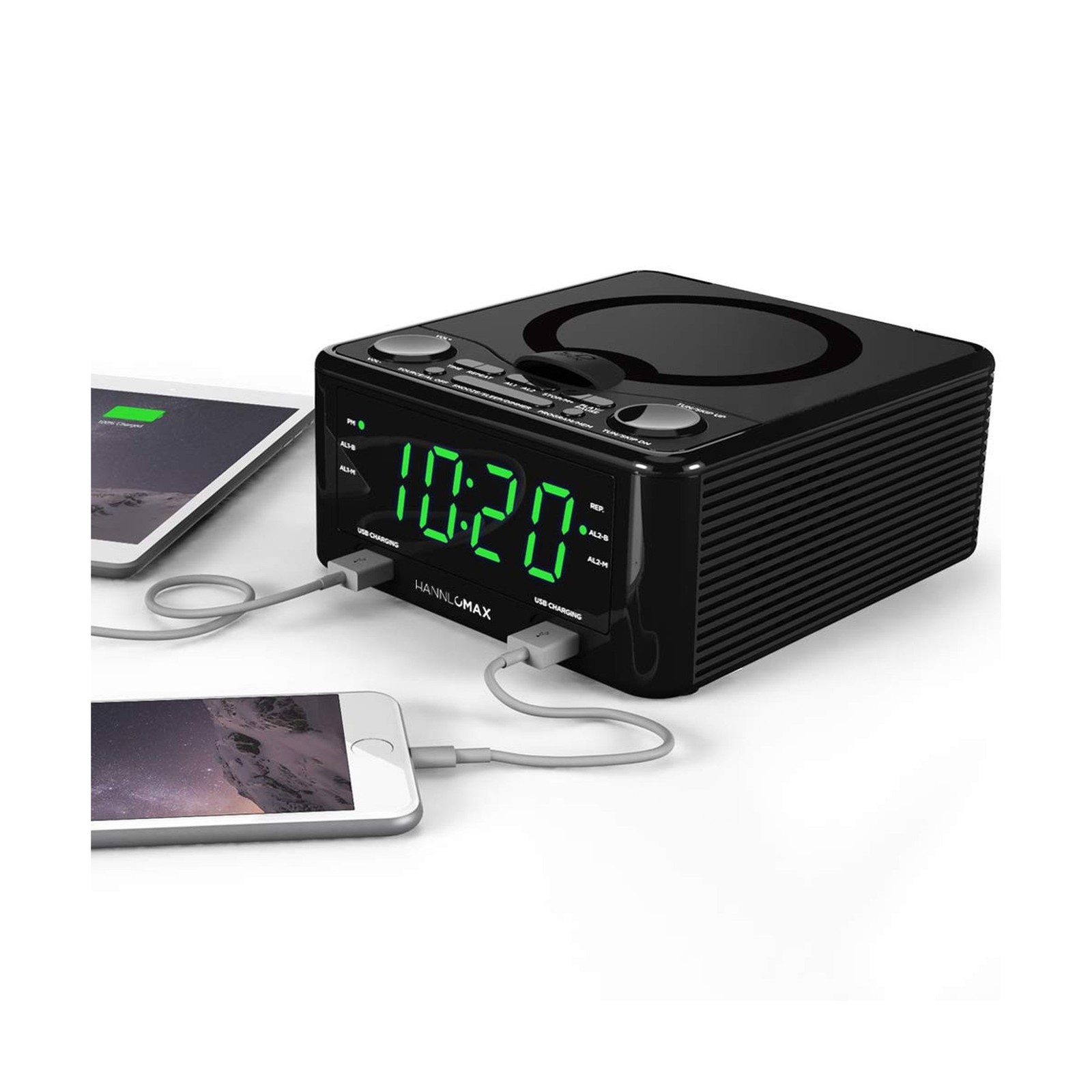 HANNLOMAX HX-300CD Top Loading CD Player, PLL FM Radio, Digital Clock, Dual A...