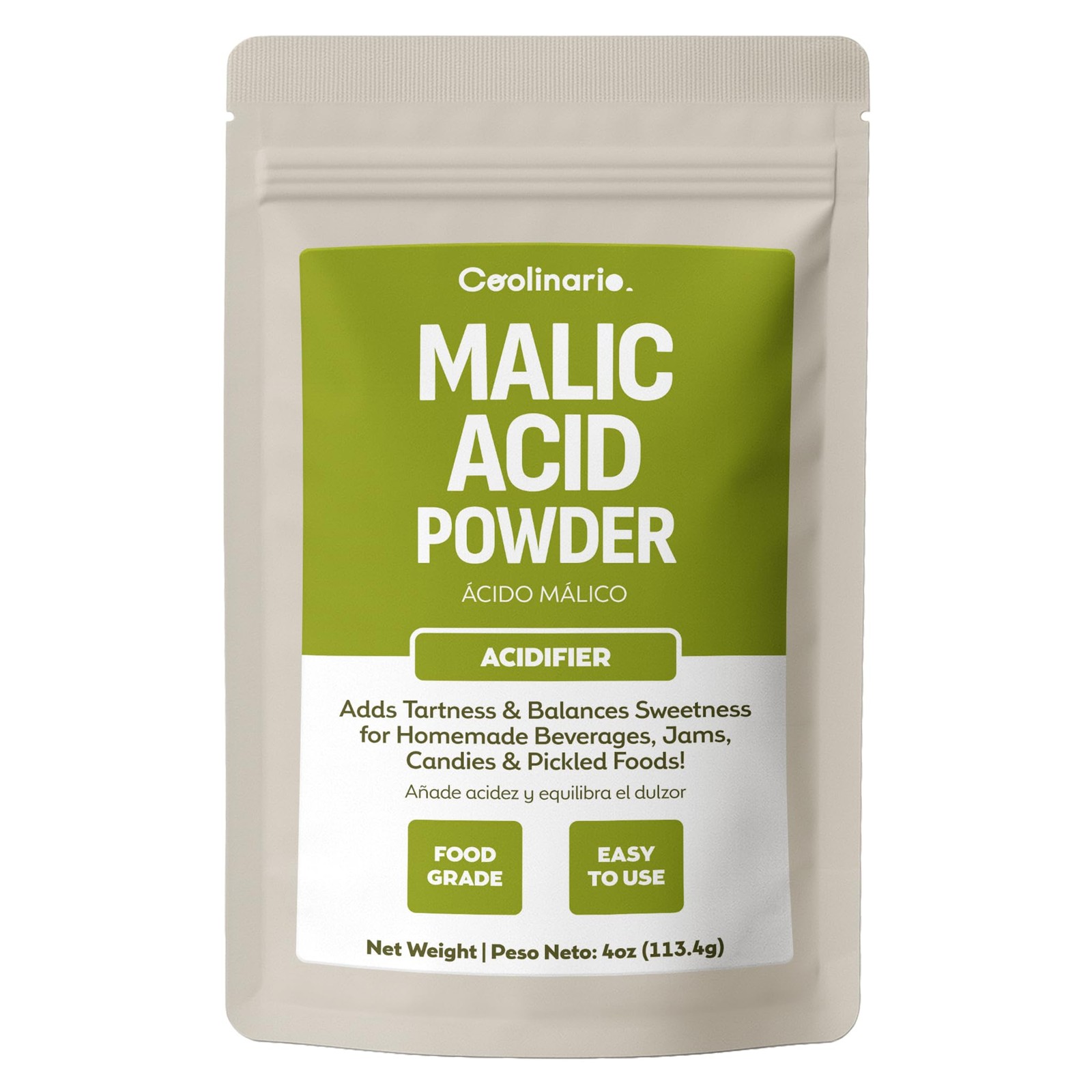 Malic Acid Powder (4 Oz) Sour Powder | Food Grade Flavor Enhancer for Beverag...