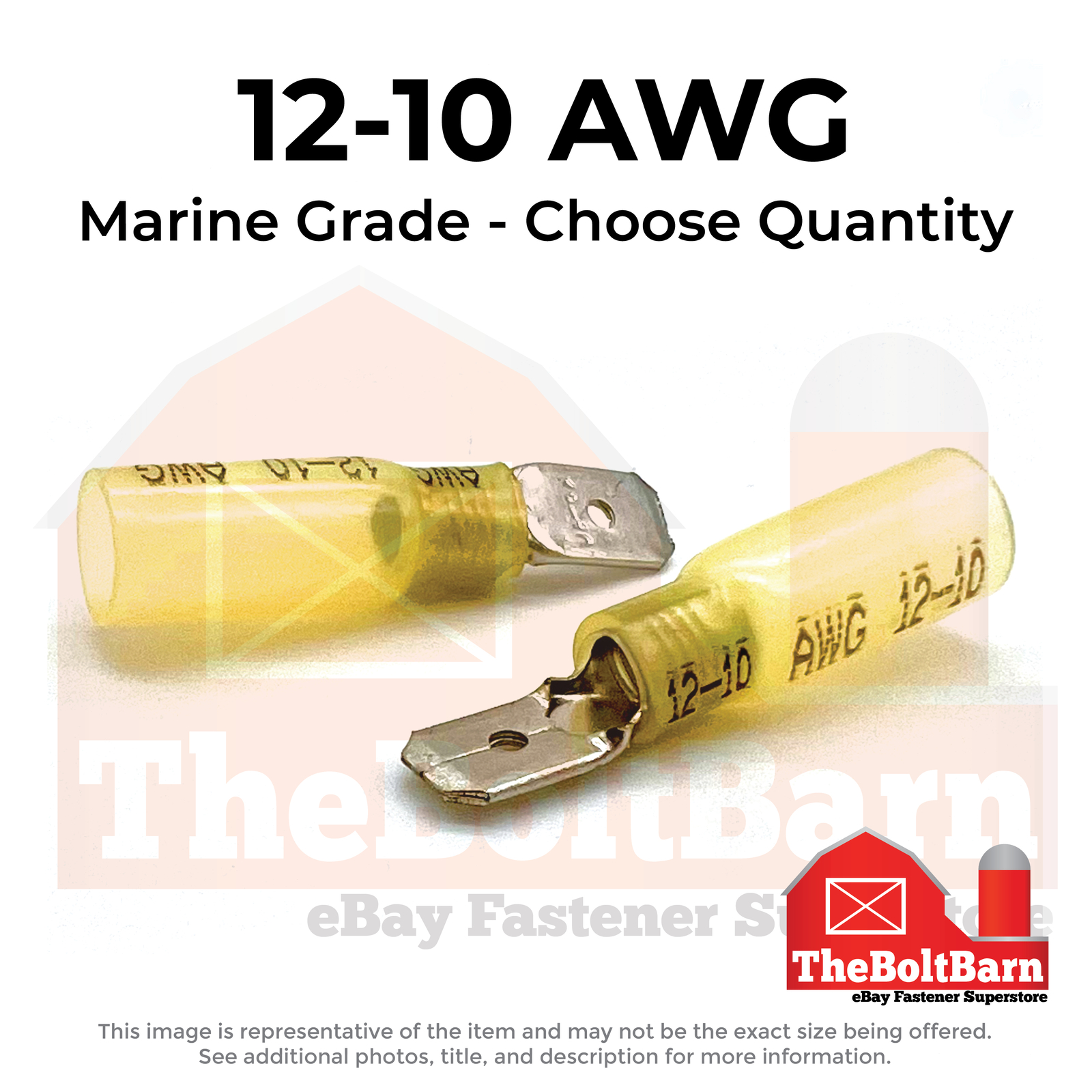 Yellow Heat Shrink Marine Grade Male Spade Crimp Connectors Terminals AWG 12-10