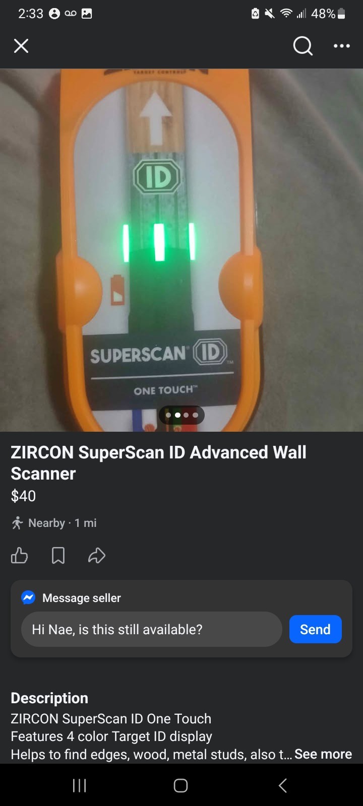 ZIRCON SuperScan ID Advanced Wall Scanner