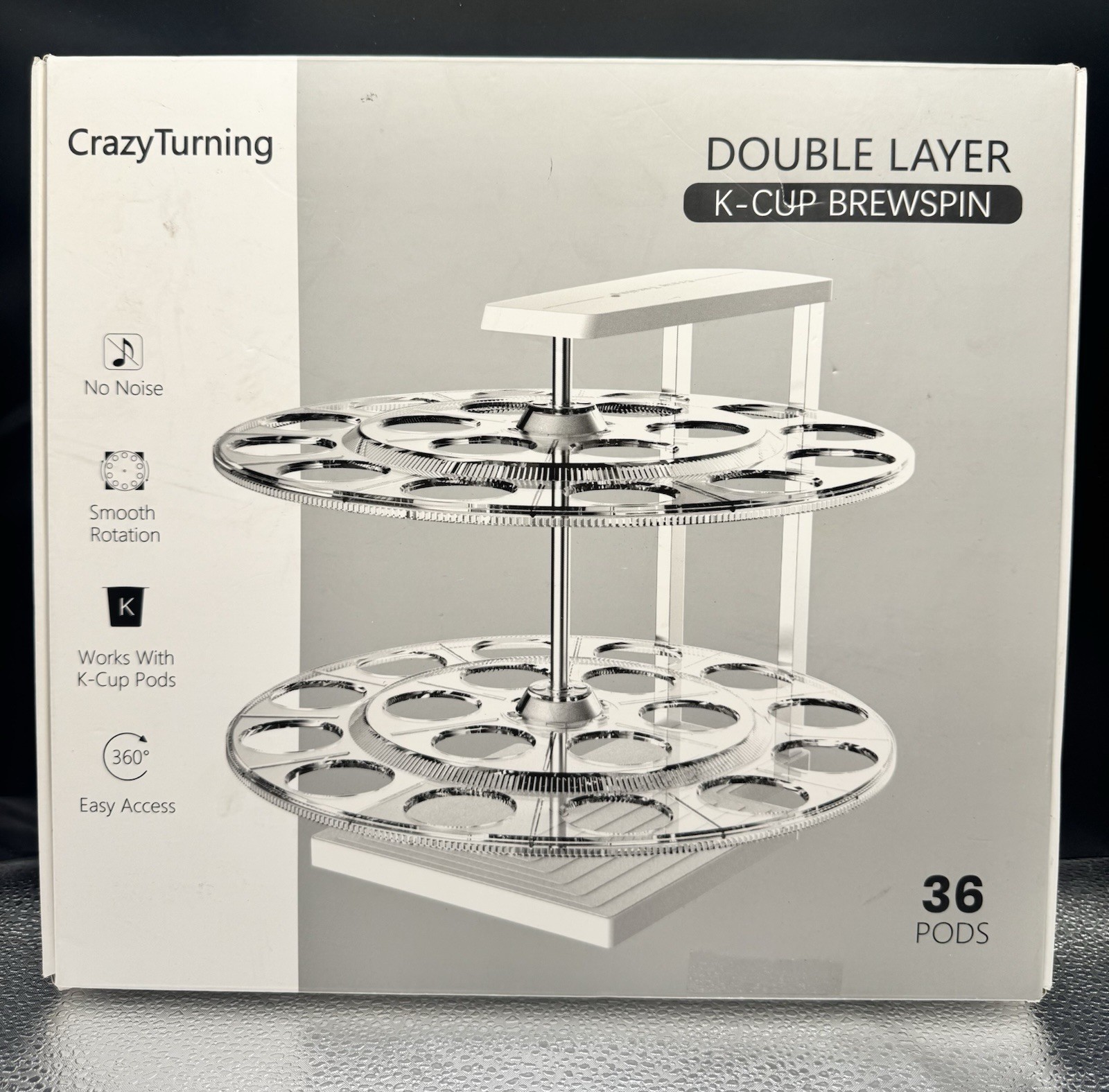 Open Box Never Used K Cup Holder, 360° BrewSpin Holds 36 K Cups