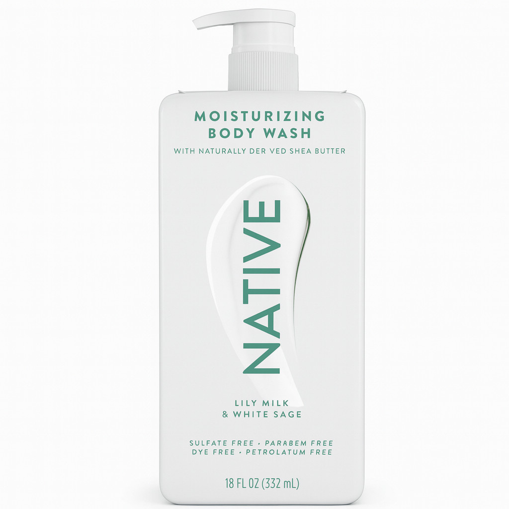 Native Moisturizing Body Wash Lily Milk & White Sage 18 oz 1 Pack New
