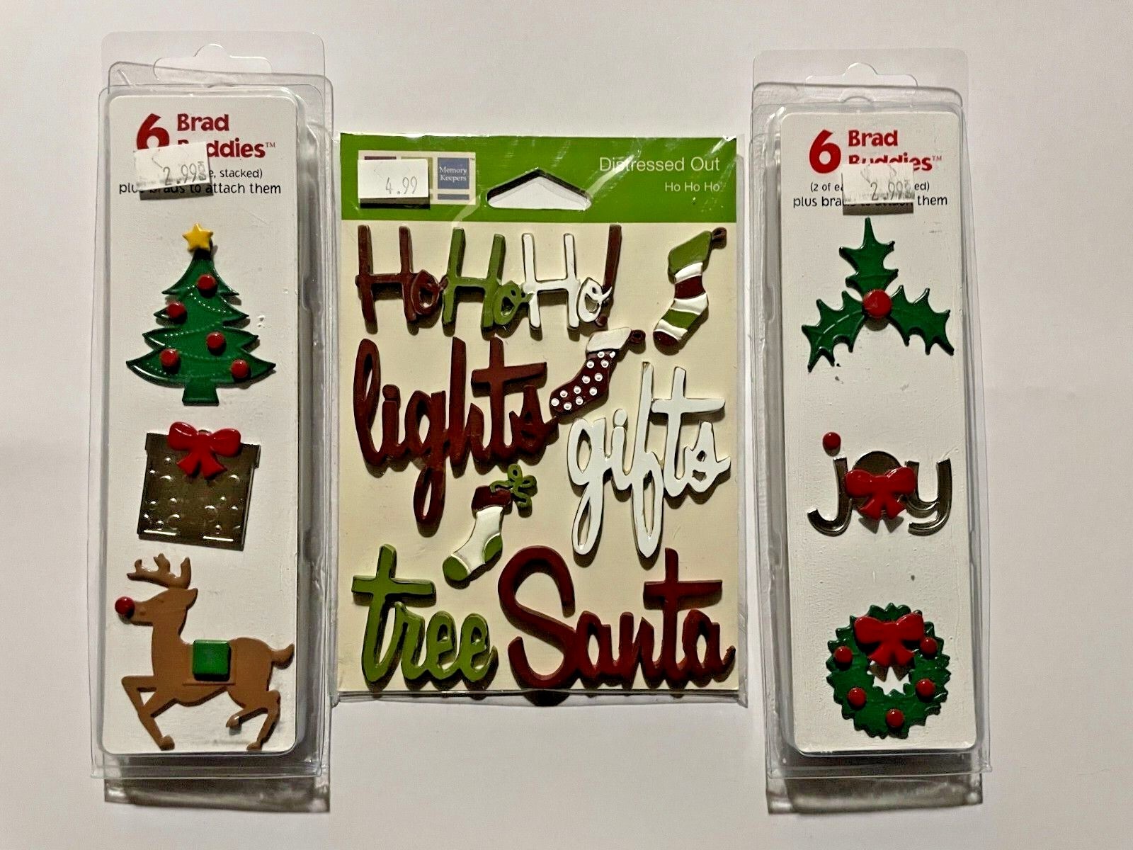HOT OFF THE PRESS AND WE R MEMORIES CHRISTMAS BRADS AND WORDS