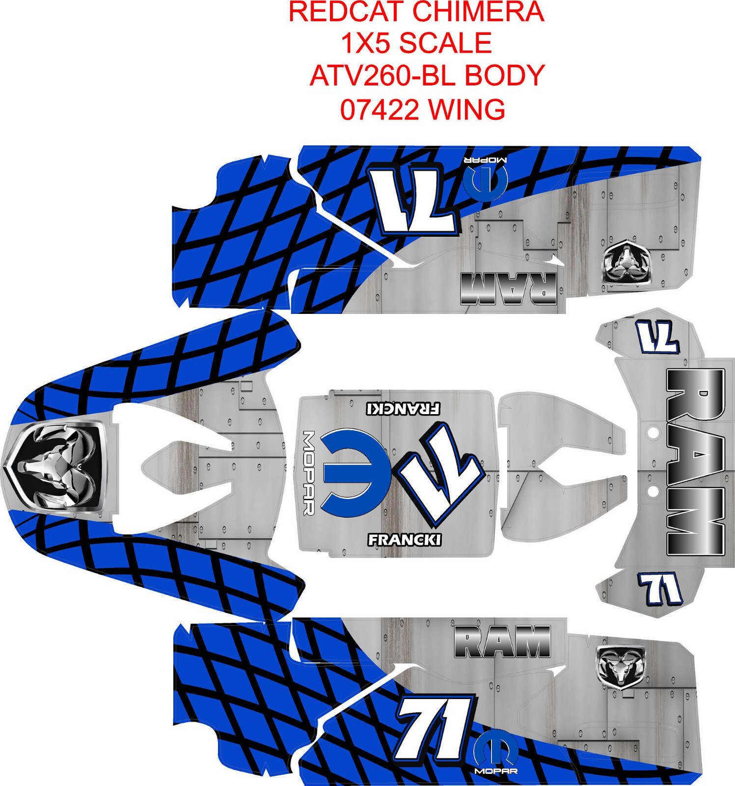 REDCAT CHIMERA 1X5 SCALE  MOPAR Theme  body wrap decals stickers
