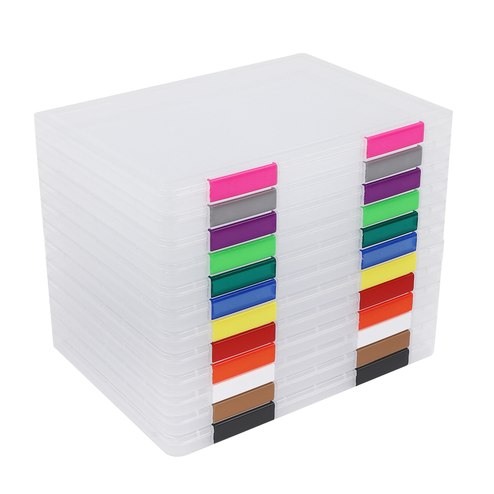 12 Pcs A4 Clear File Boxes Paper Storage Box Document File Holder with Buckle