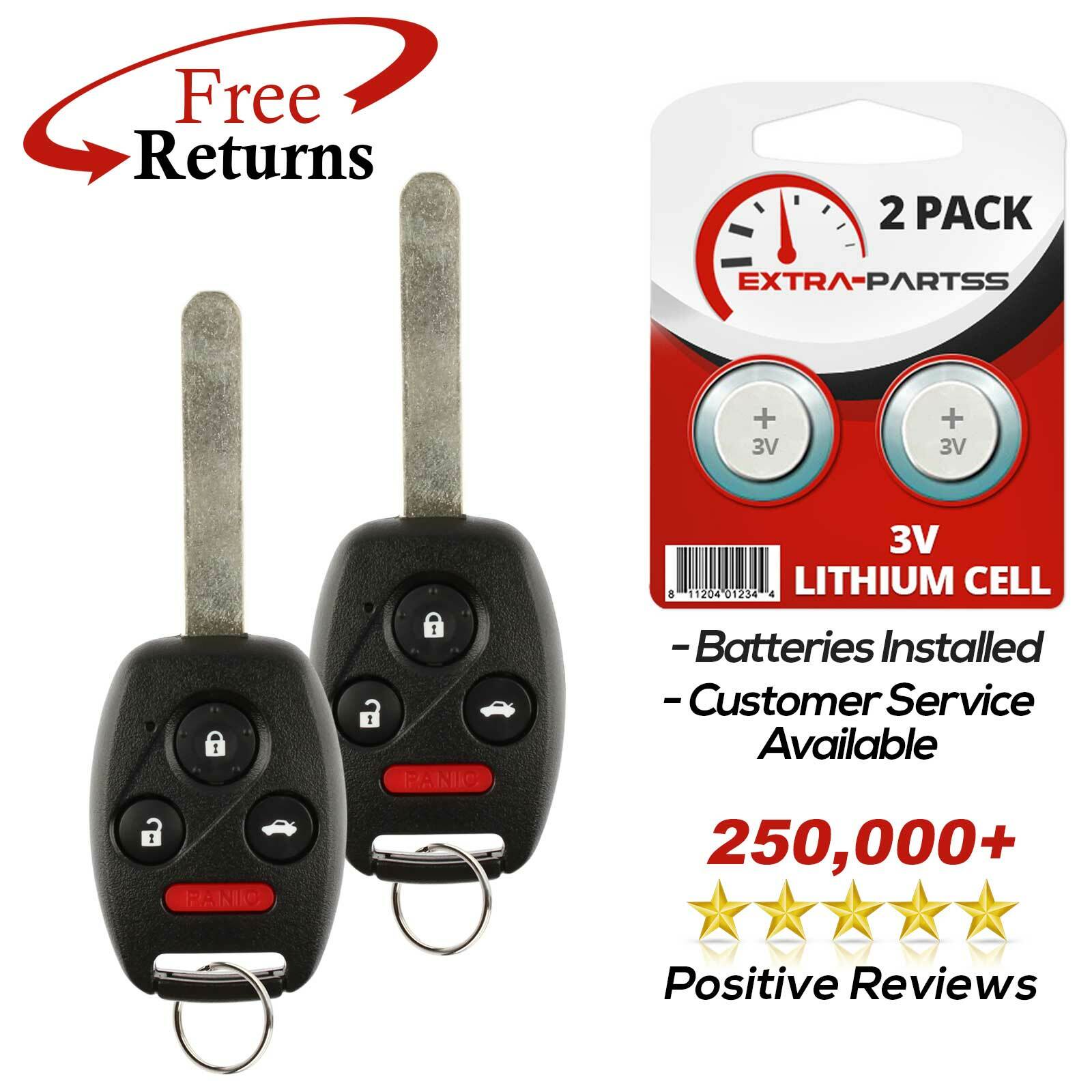 2 For 2003 2004 2005 2006 2007 Honda Accord Keyless Entry Key Fob Remote 4b