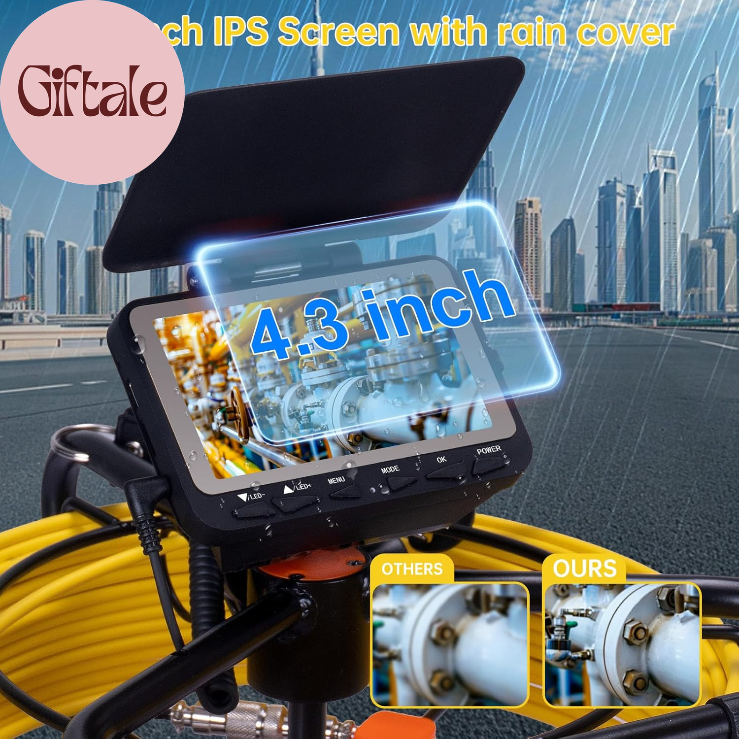 Sewer Camera 66Ft,Drain Pipe Camera HD 4.3In Screen DVR 17MM Plumbing Snake Bore