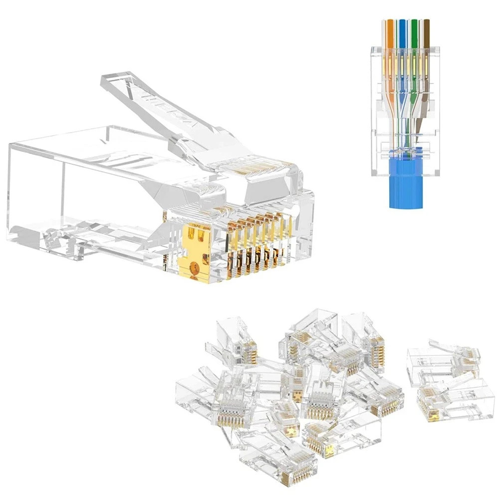 LOT OF RJ45 Pass Through Modular Plug Network Cable Connector End 8P8C CAT6 CAT5