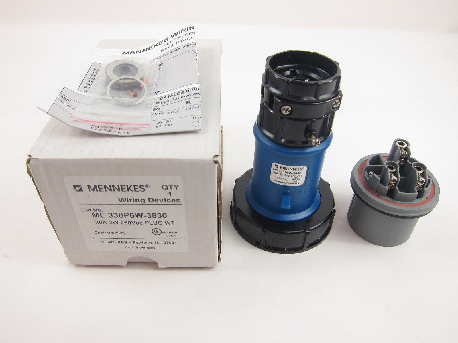 NEW Mennekes ME 330P6W-3830 Watertight Plug 30A 220V