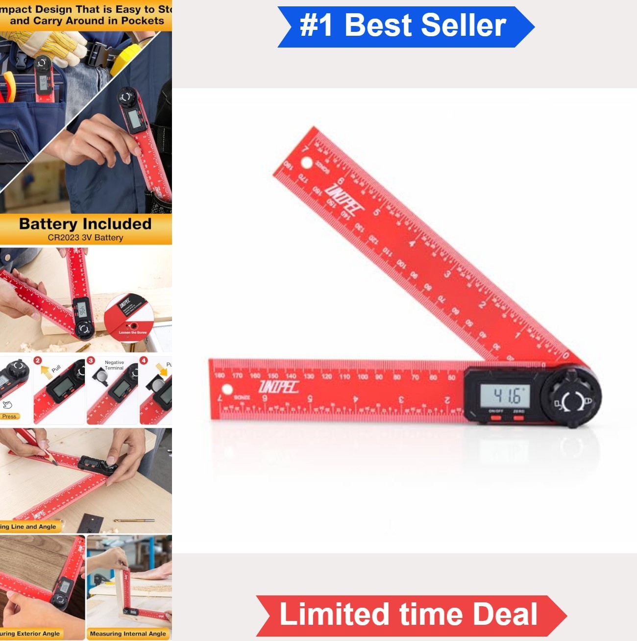 Digital Angle Finder Protractor 7 Inch 200 mm LCD Display Woodworking