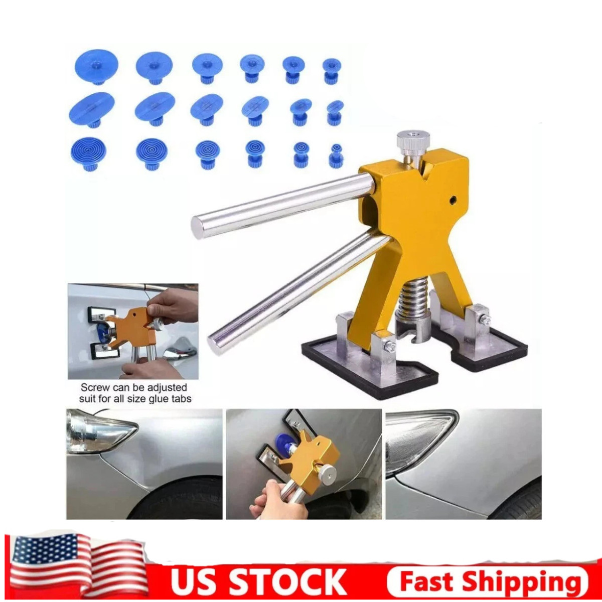 19PCS Paintless Car Body Dent Puller Repair Tool Dint Hail Damage Remover Kit