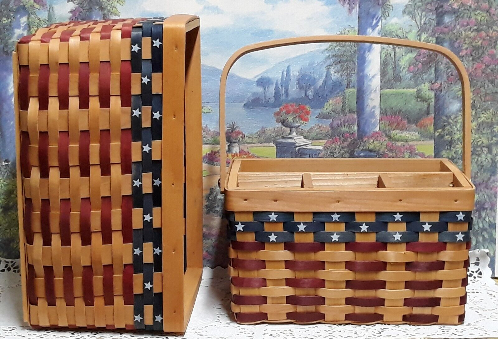 Country Woven Patriotic Stackable Set of Baskets