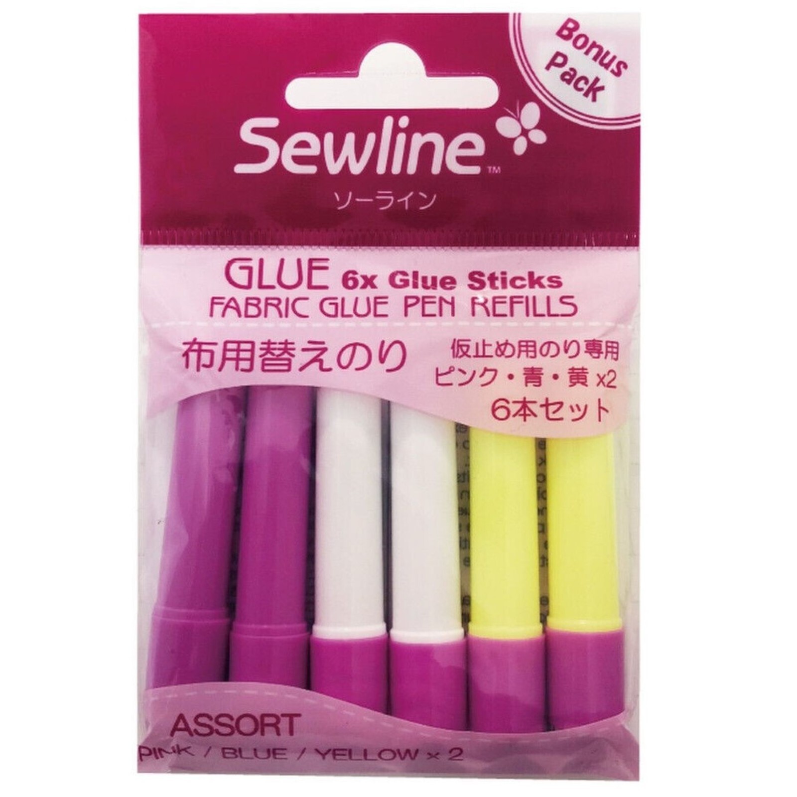 Sewline 6 pack mixed fabric glue pen refills water soluble suit EPP or applique