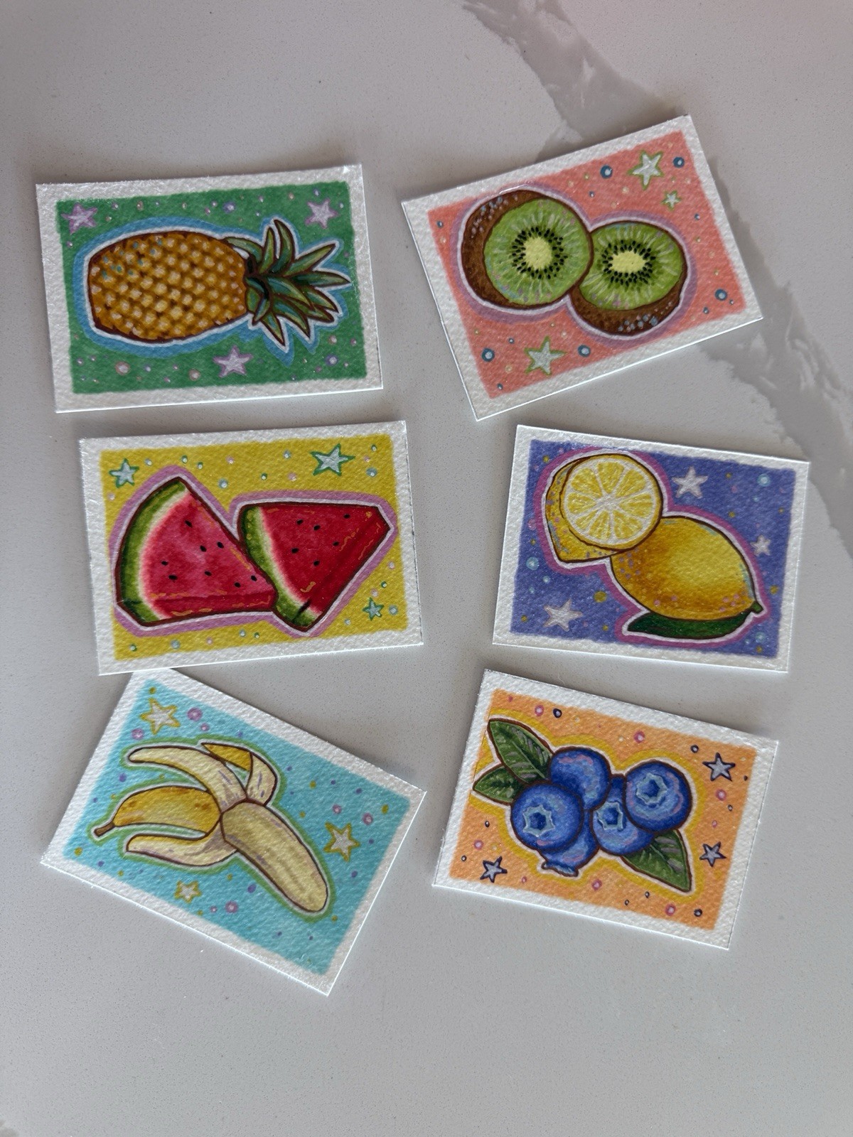 Kiwi Pop ACEO Original Mixed Media Oddlight Studio signed Amberly