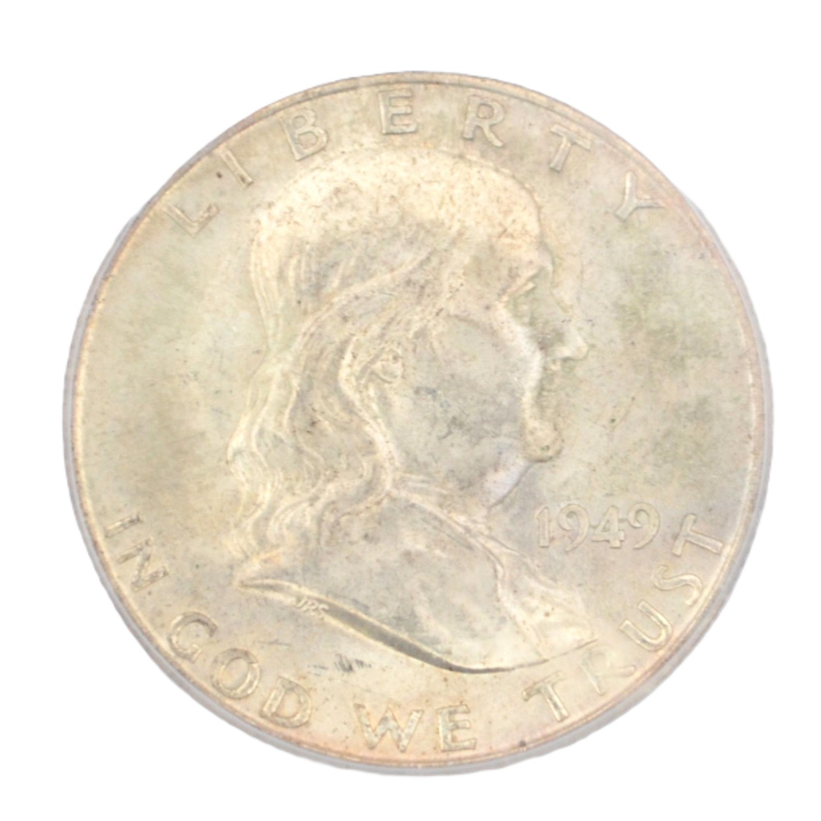 1949-D Franklin Half Dollar ICG MS64 FBL Key Date 90% Silver 50C Toned Denver