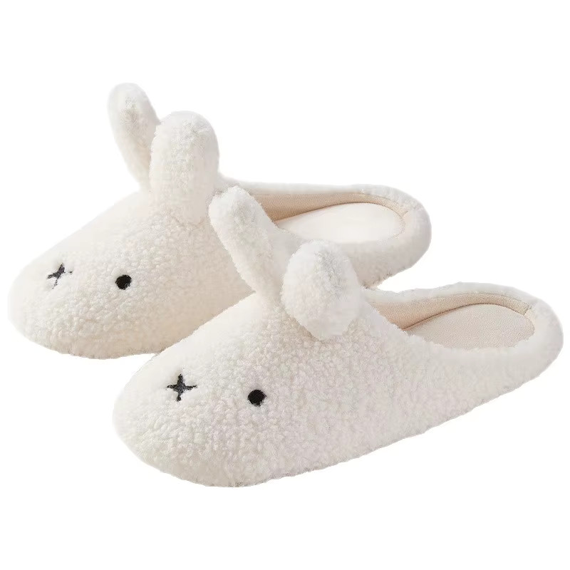 Miffy Cute Plush Cotton Slippers for Women Winter Comfort Warm Cotton Shoes Cart