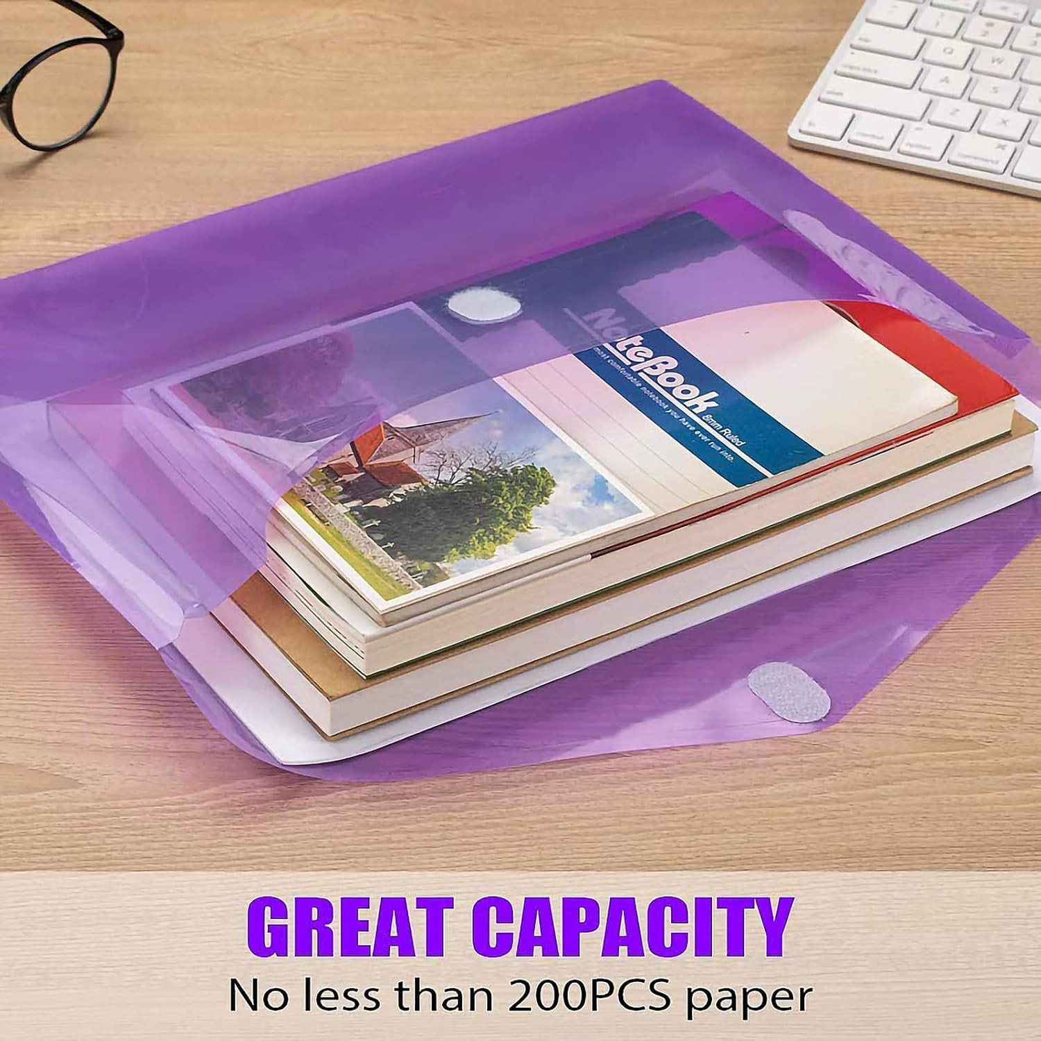 12 Pack Plastic Envelopes File Folders, Plastic Folders with Pockets, Colored...