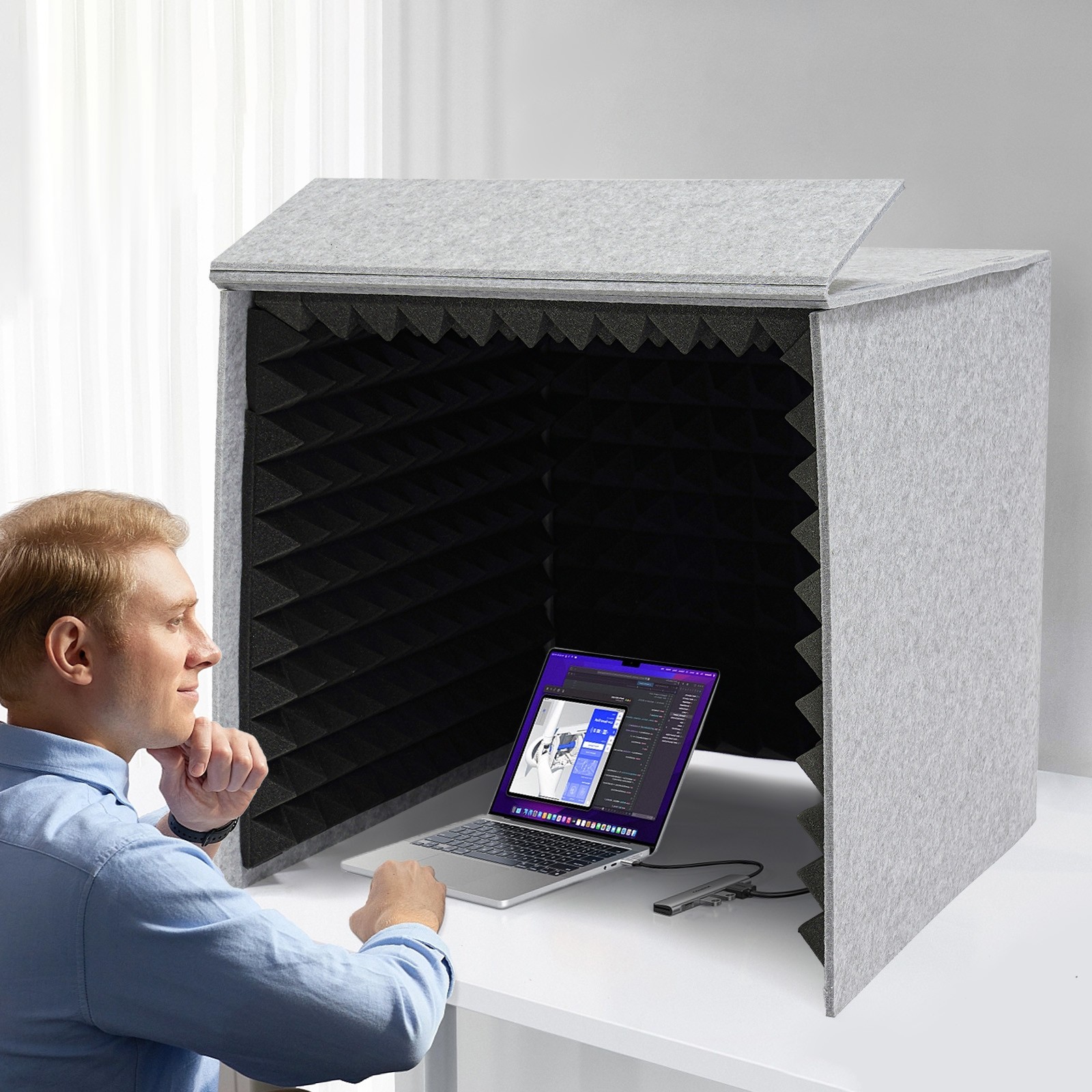 Desktop Soundproof Cover Portable Vocal Recording Booth Vocal Sound Absorbing