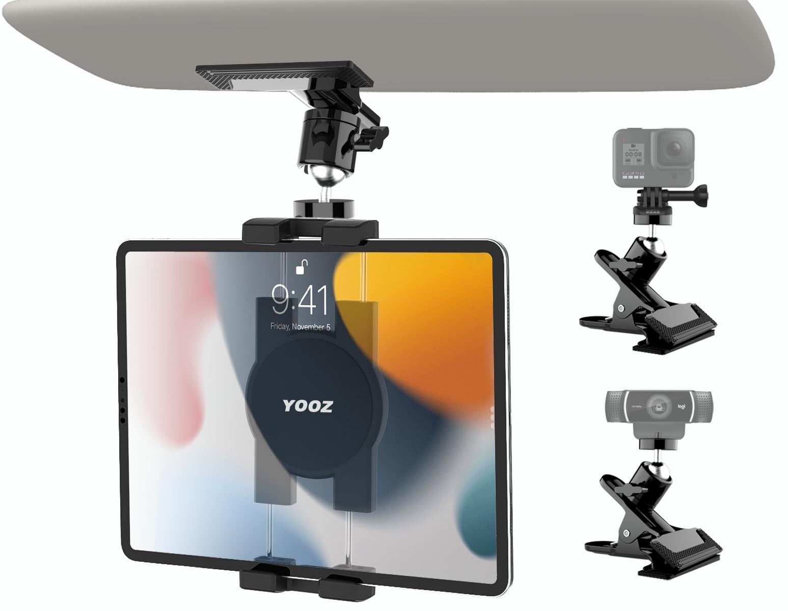 YOOZ Car Sun Visor Tablet Mount, Truck Holder Clip Black