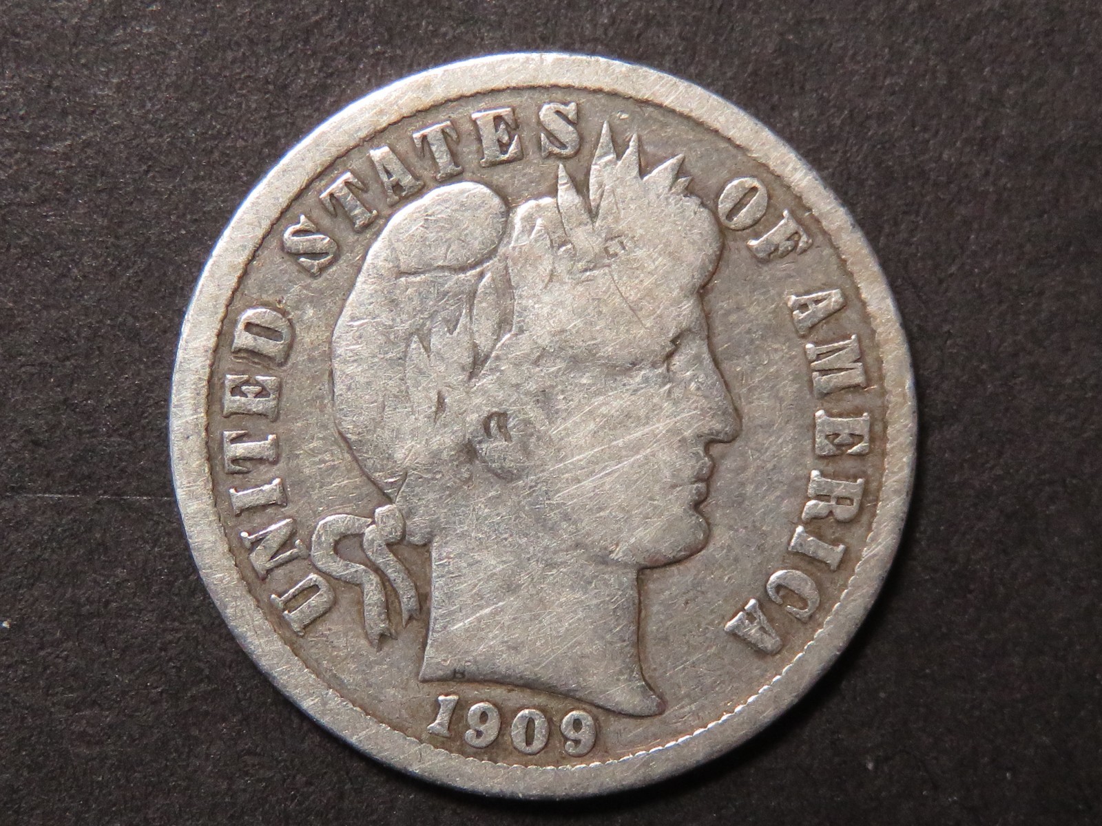 1909-O Barber Dime Grading VG/F, Lightly Cleaned