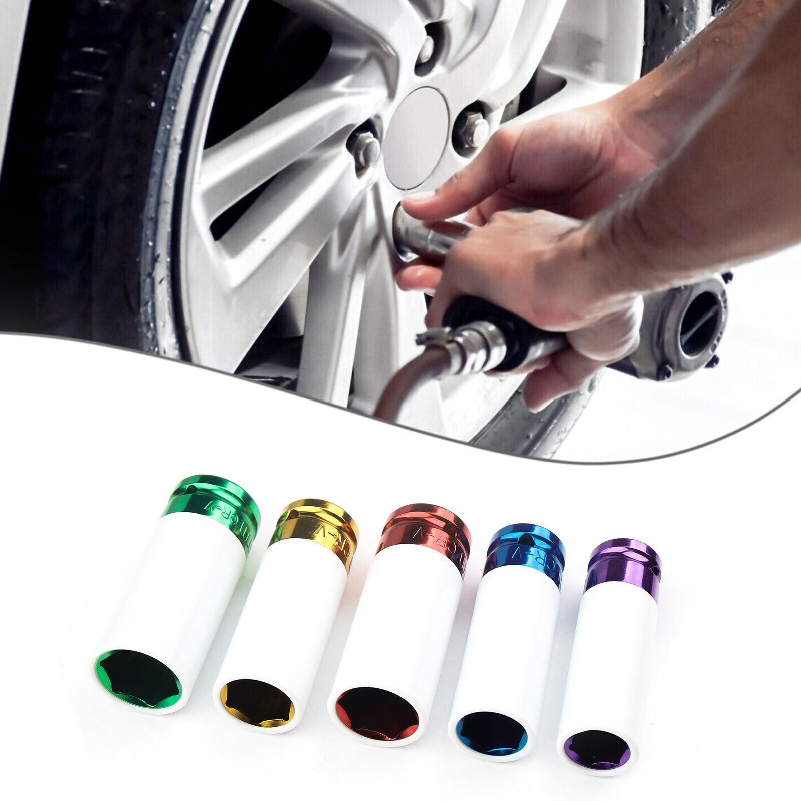 1/2" Drive Lug Nut Impact Socket Set Thin Wall Deep Wheel Protector Tool 5-Piece